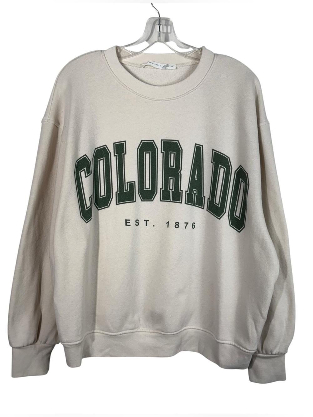 Altar'd State Colorado Cream Green Logo Oversized Fleece Sweatshirt XL Lounge